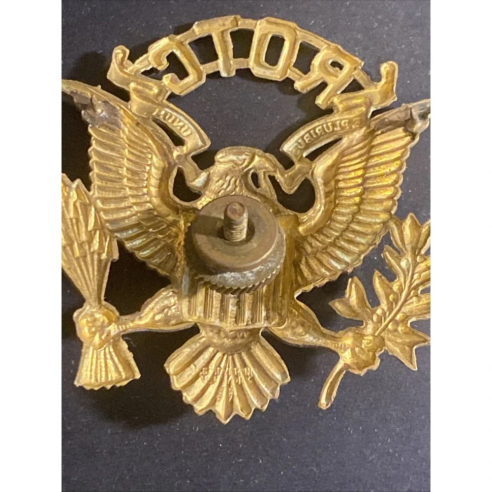 WWII US Army ROTC Service Visor Hat Badge Emblem C.L.I. Screw Back Original Rare